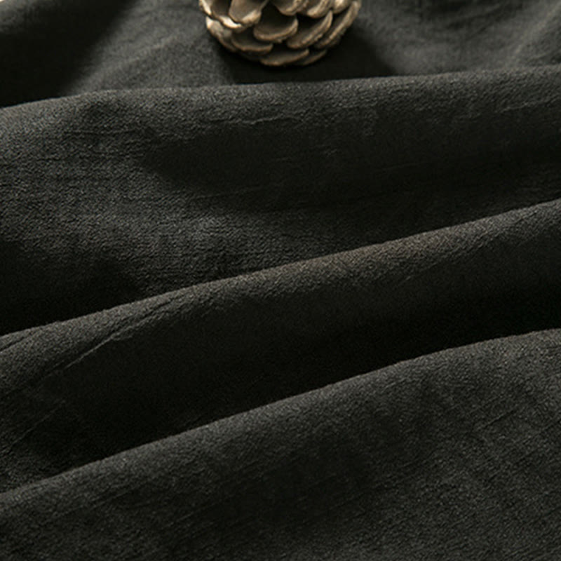 Chaqueta tipo kimono de lino y algodón de manga larga para hombre con diseño de Buddha Stones y cordones, abierta al frente - image 4