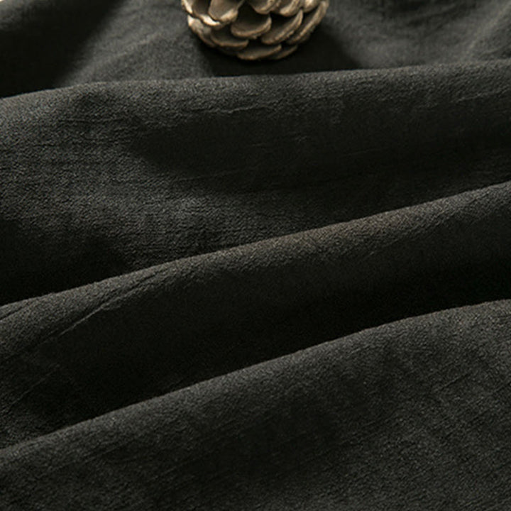 Chaqueta tipo kimono de lino y algodón de manga larga para hombre con diseño de Buddha Stones y cordones, abierta al frente - image 4