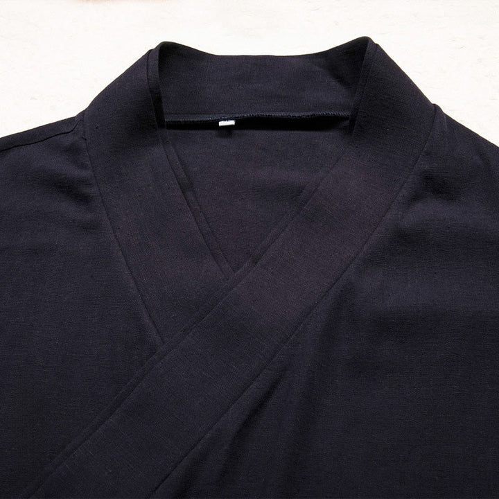 Chaqueta estilo kimono de algodón y lino de manga larga con diseño sencillo y abierto para hombre Buddha Stones - image 4