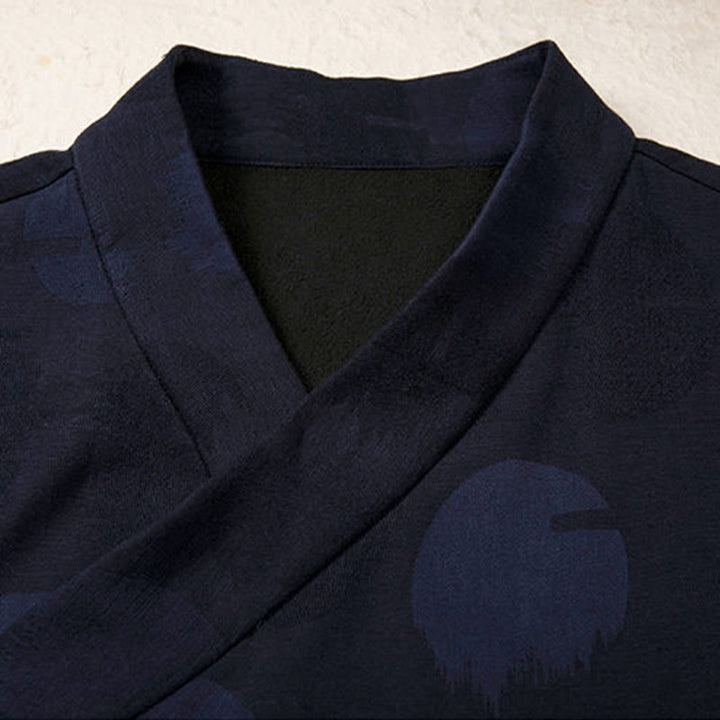 Camisa de manga larga de algodón y lino con forro polar y botones de jacquard con Buddha Stones para hombre - image 2