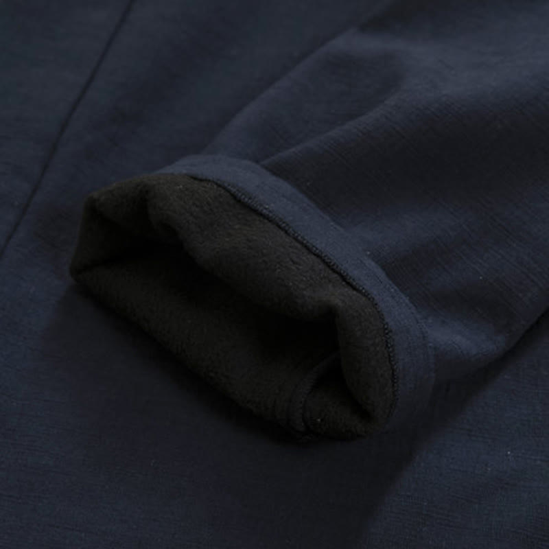 Chaqueta estilo kimono de lino y algodón con forro polar, manga larga, botones de rana y abertura frontal para hombre de Buddha Stones - image 5