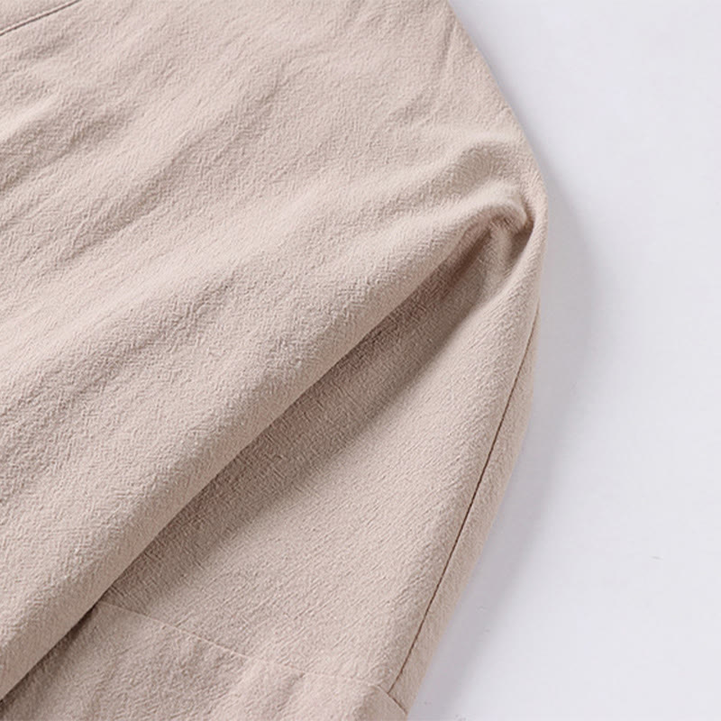 Chaqueta estilo kimono de lino y algodón con diseño de botones y mangas largas de Buddha Stones para hombre, abierta al frente, con bolsillos - image 6