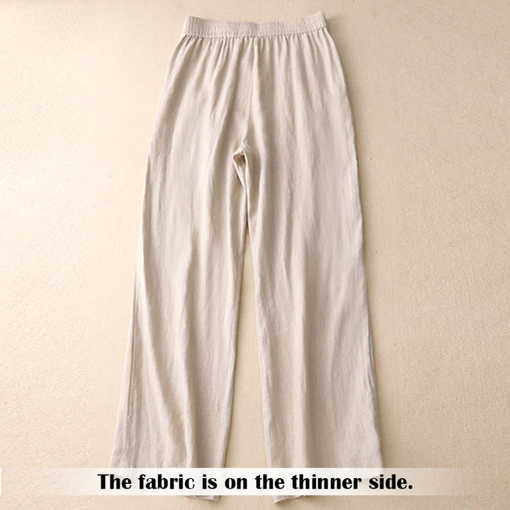Pantalones de lino de pierna ancha para mujer con bolsillos, diseño sencillo y cremallera, estampado Buddha Stones, ideales para el verano. - image 43