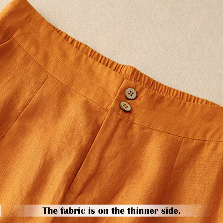 Pantalones de lino de pierna ancha para mujer con bolsillos, diseño sencillo y cremallera, estampado Buddha Stones, ideales para el verano. - image 22