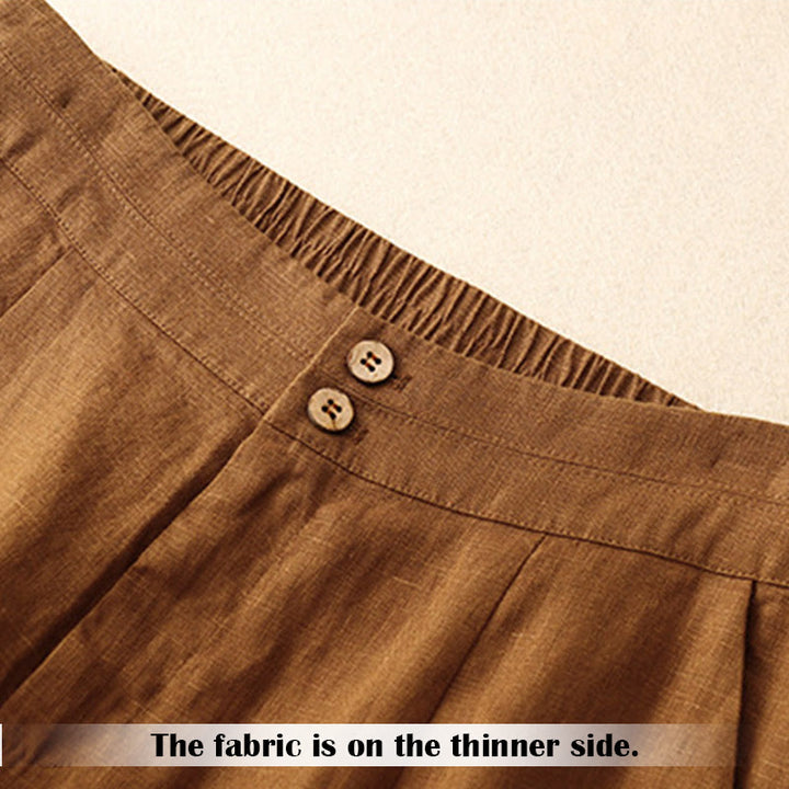 Pantalones de lino de pierna ancha para mujer con bolsillos, diseño sencillo y cremallera, estampado Buddha Stones, ideales para el verano. - image 32