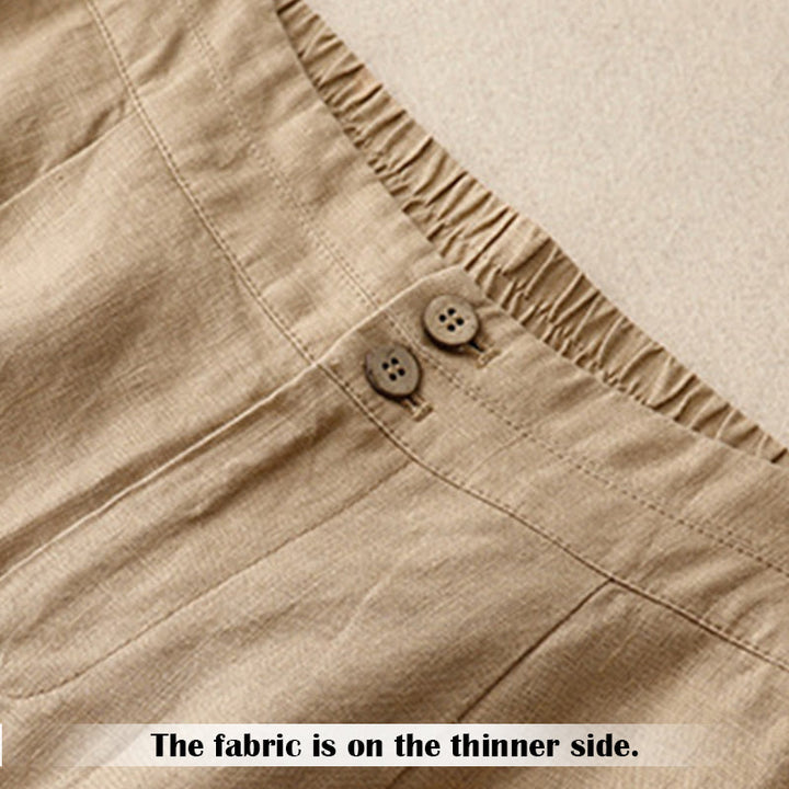 Pantalones de lino de pierna ancha para mujer con bolsillos, diseño sencillo y cremallera, estampado Buddha Stones, ideales para el verano. - image 38