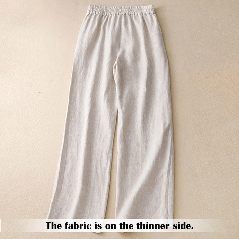 Pantalones anchos de lino con diseño sencillo e informal de verano para mujer con bolsillos con cremallera de Buddha Stones - image 12
