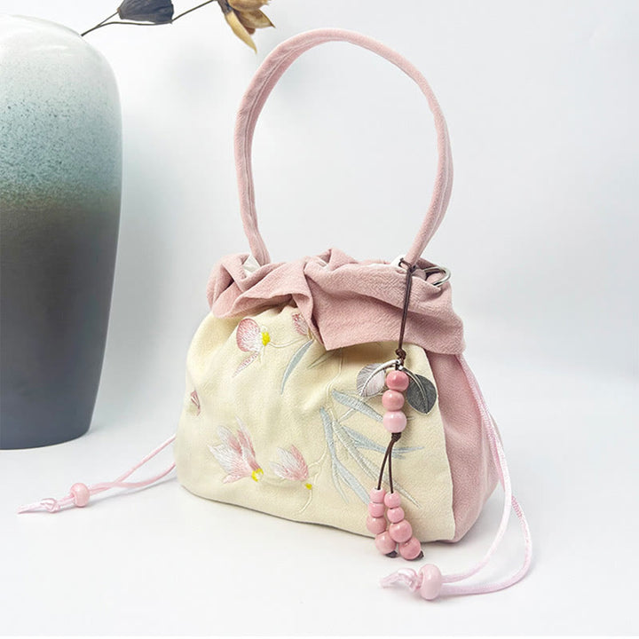 Buddha Stones Suzhou bordado Lotus Epiphyllum Magnolia algodón lino bolso bandolera bolso de hombro bolso