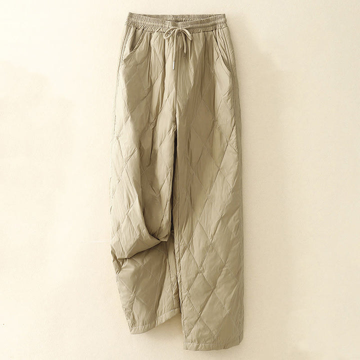 Pantalones casuales de algodón con cintura alta y cordón ajustable para mujer, de Buddha Stones, con pernera ancha y bolsillos. - Vara de oro pálida - US8-10，UK/AU12-14，EU40-42 (2XL) - image 0