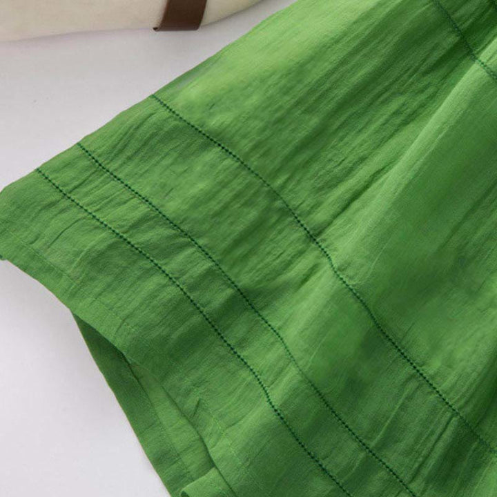 Vestido midi de algodón de media manga con escote en V y diseño de Buddha Stones para verano - image 8