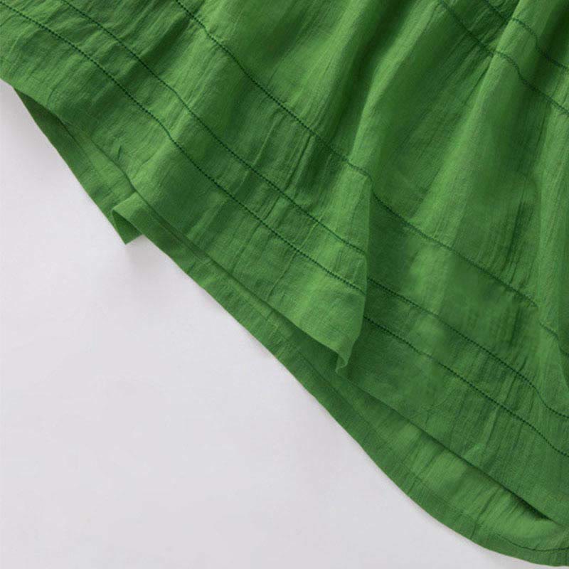 Vestido midi de algodón de media manga con escote en V y diseño de Buddha Stones para verano - image 6