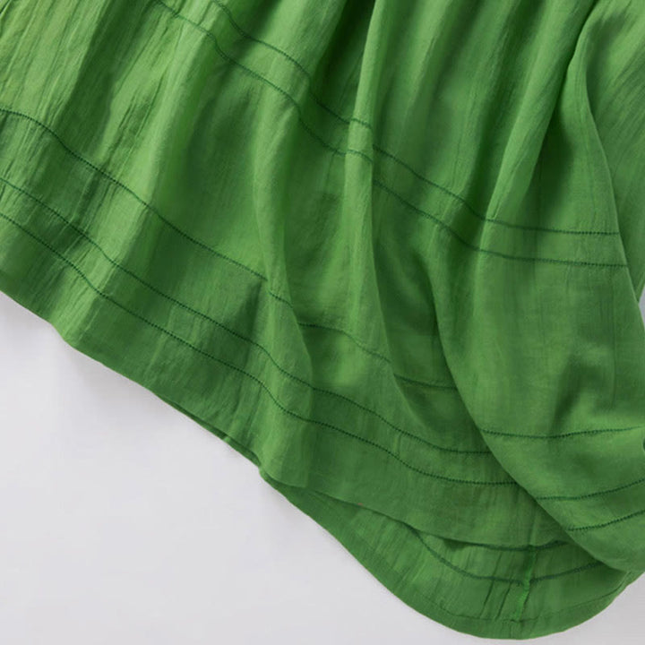 Vestido midi de algodón de media manga con escote en V y diseño de Buddha Stones para verano - image 13