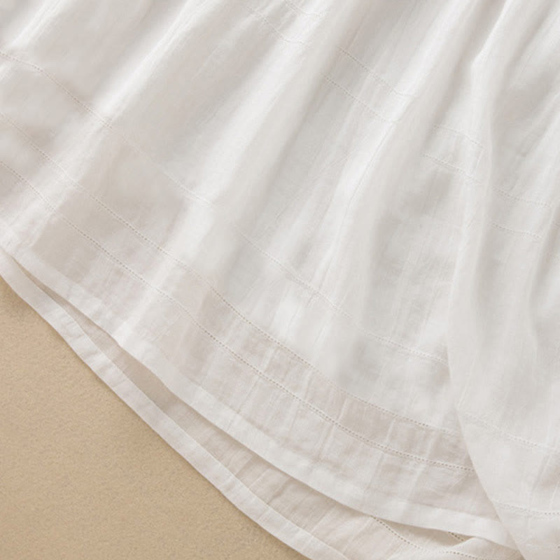 Vestido midi de algodón de media manga con escote en V y diseño de Buddha Stones para verano - image 29