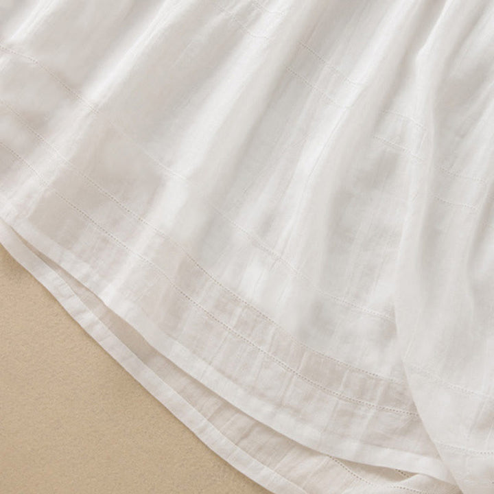 Vestido midi de algodón de media manga con escote en V y diseño de Buddha Stones para verano - image 29