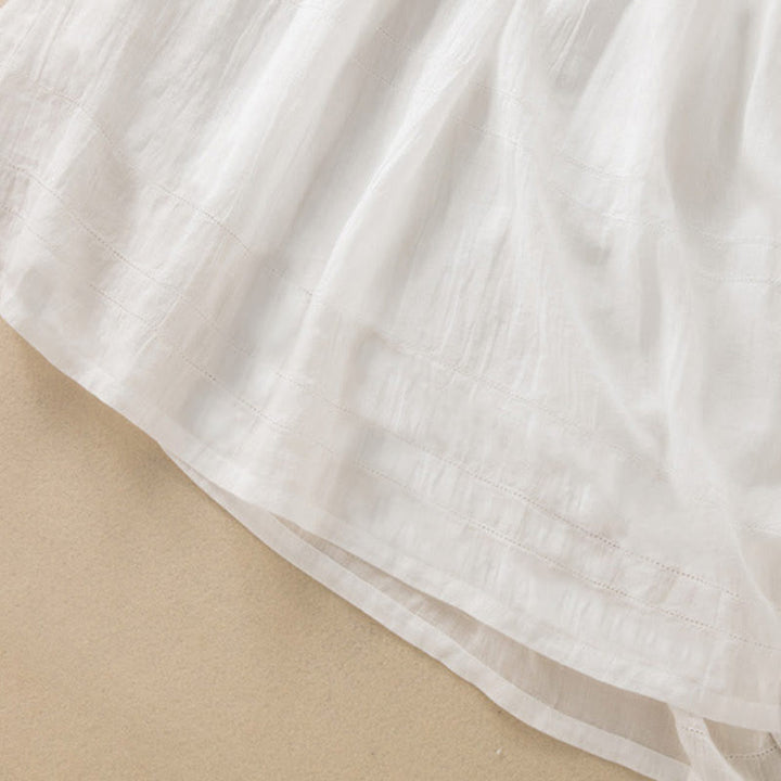 Vestido midi de algodón de media manga con escote en V y diseño de Buddha Stones para verano - image 26