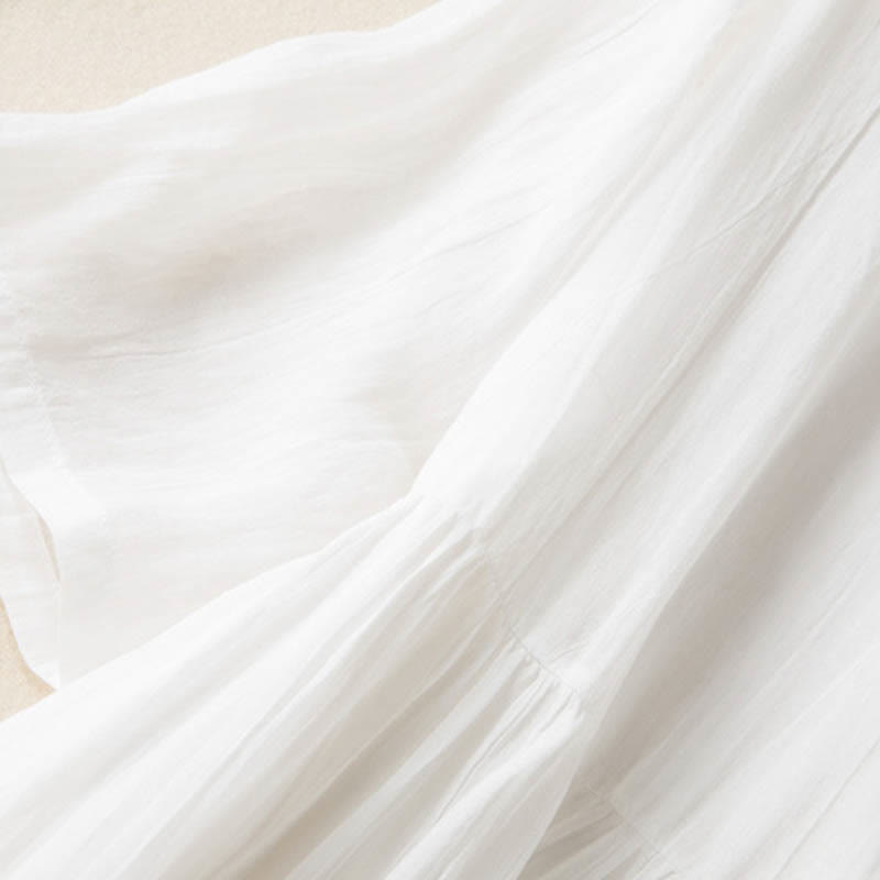 Vestido midi de algodón de media manga con escote en V y diseño de Buddha Stones para verano - image 19