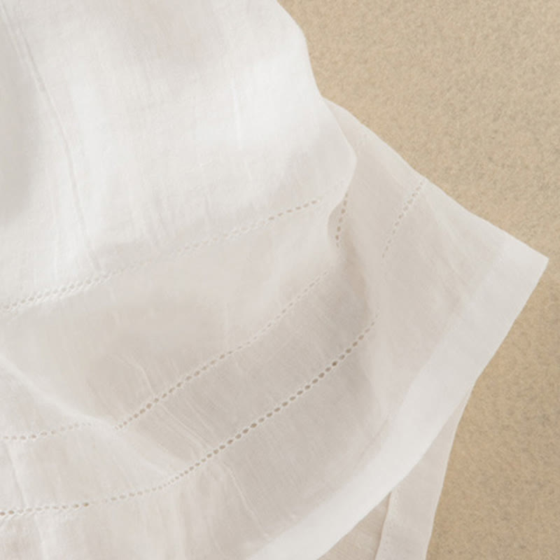 Vestido midi de algodón de media manga con escote en V y diseño de Buddha Stones para verano - image 32