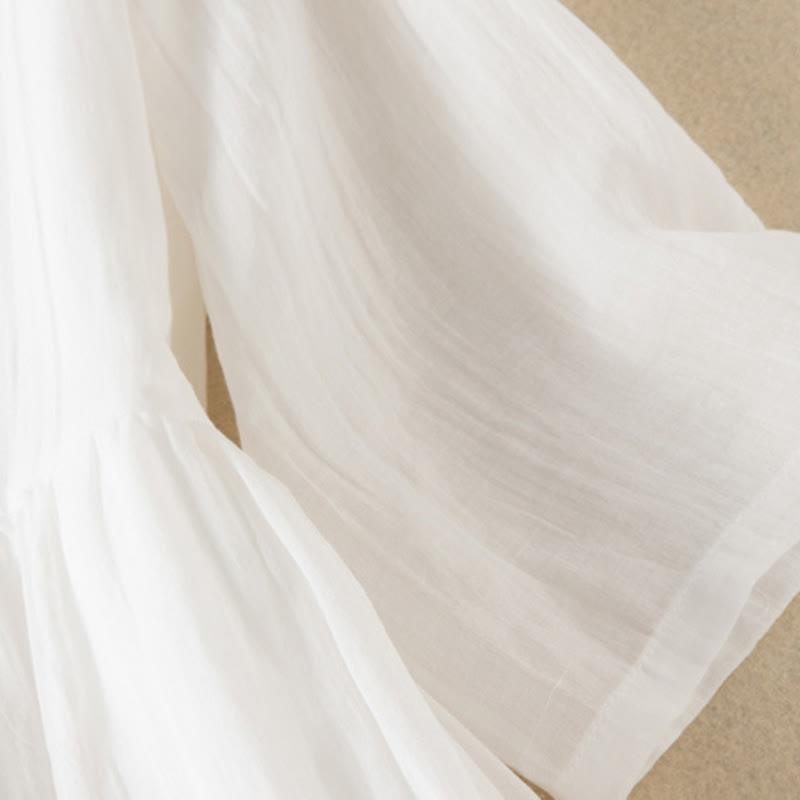 Vestido midi de algodón de media manga con escote en V y diseño de Buddha Stones para verano - image 24