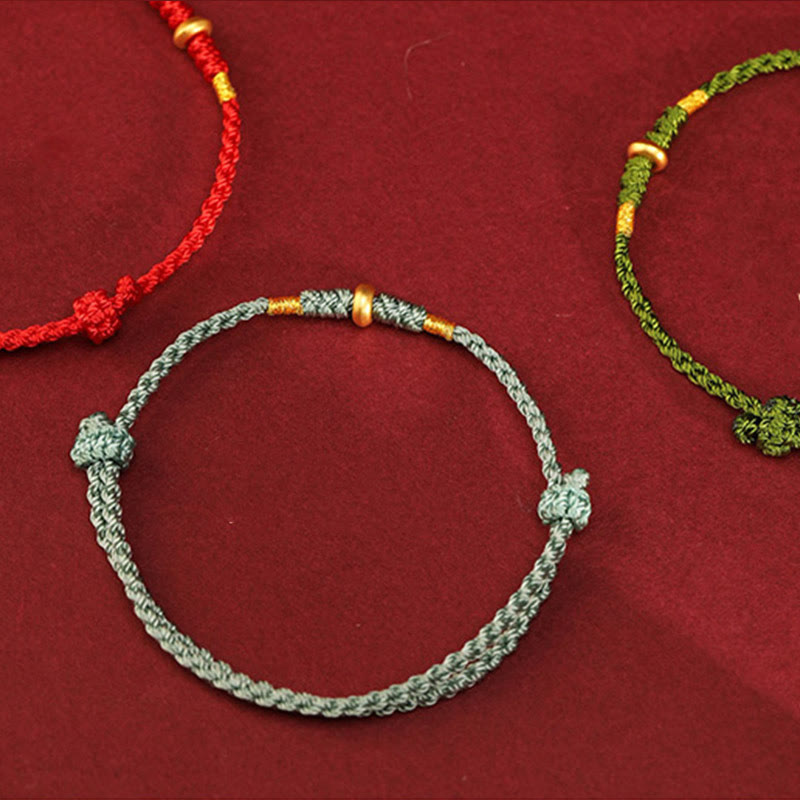 Pulsera trenzada para tobillo con pequeñas cuentas de la suerte de oro 999 y Buddha Stones - image 15