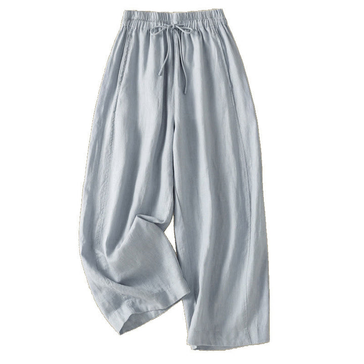 Pantalones anchos de lino y algodón con cordón ajustable para mujer, diseño sencillo, con bolsillos, de Buddha Stones Commute - image 7