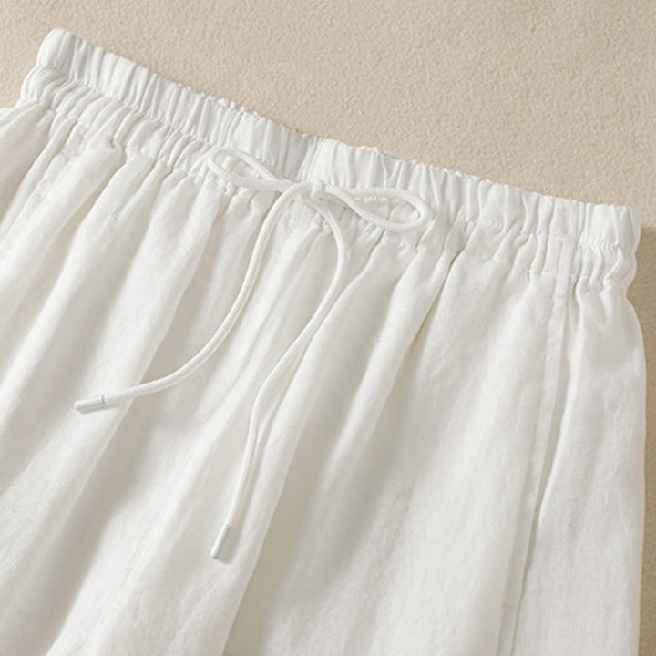 Pantalones anchos de lino y algodón con cordón ajustable para mujer, diseño sencillo, con bolsillos, de Buddha Stones Commute - image 31