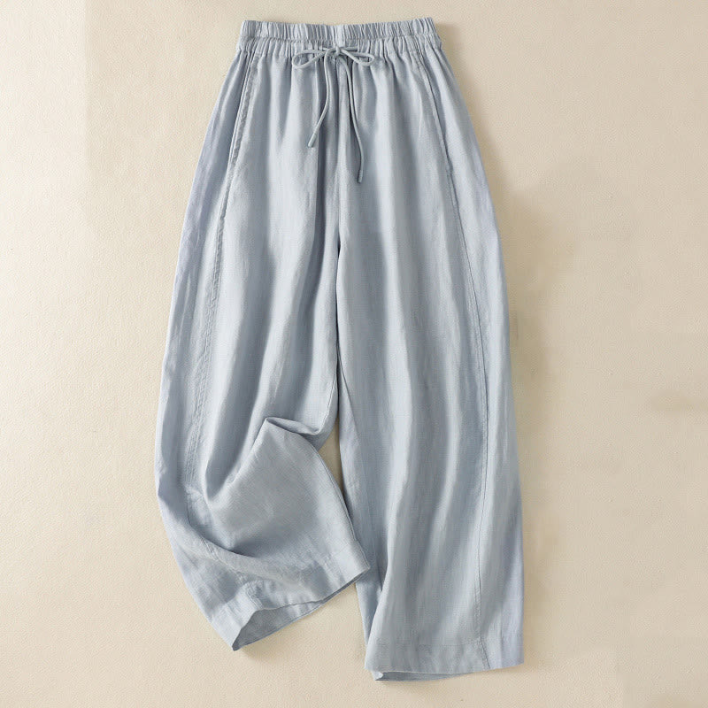 Pantalones de mujer Buddha Stones Commute de diseño sencillo con cordón ajustable y pernera ancha, con bolsillos. - Azul acero claro - US8-10，UK/AU12-14，EU40-42 (2XL) - image 0