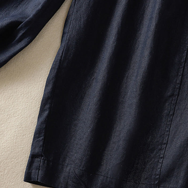 Pantalones anchos de lino y algodón con cordón ajustable para mujer, diseño sencillo, con bolsillos, de Buddha Stones Commute - image 19