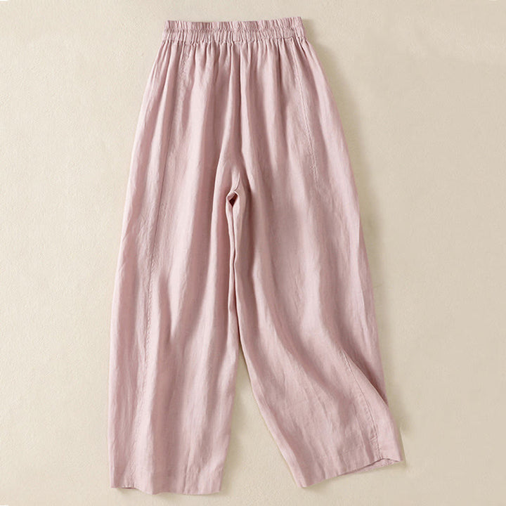 Pantalones anchos de lino y algodón con cordón ajustable para mujer, diseño sencillo, con bolsillos, de Buddha Stones Commute - image 21