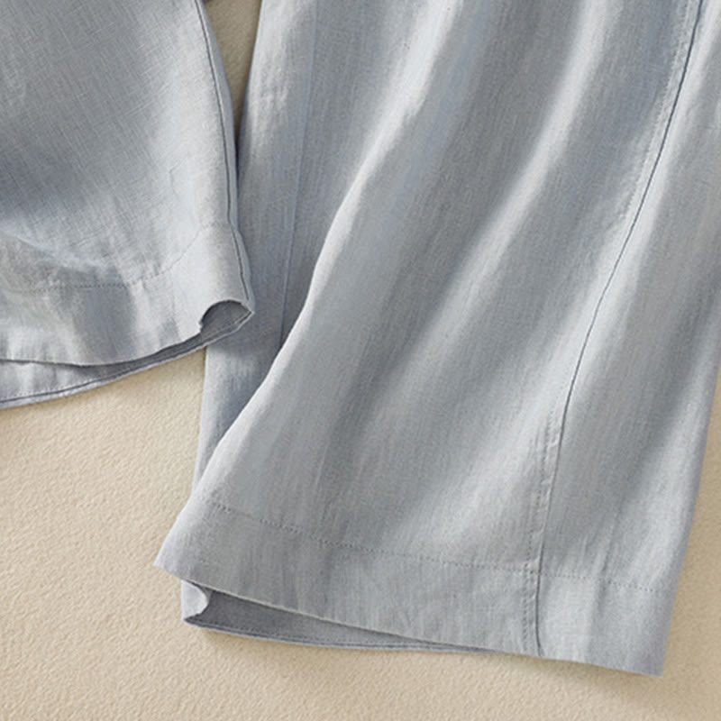 Pantalones de mujer Buddha Stones Commute de diseño sencillo con cordón ajustable y pernera ancha, con bolsillos. - image 5