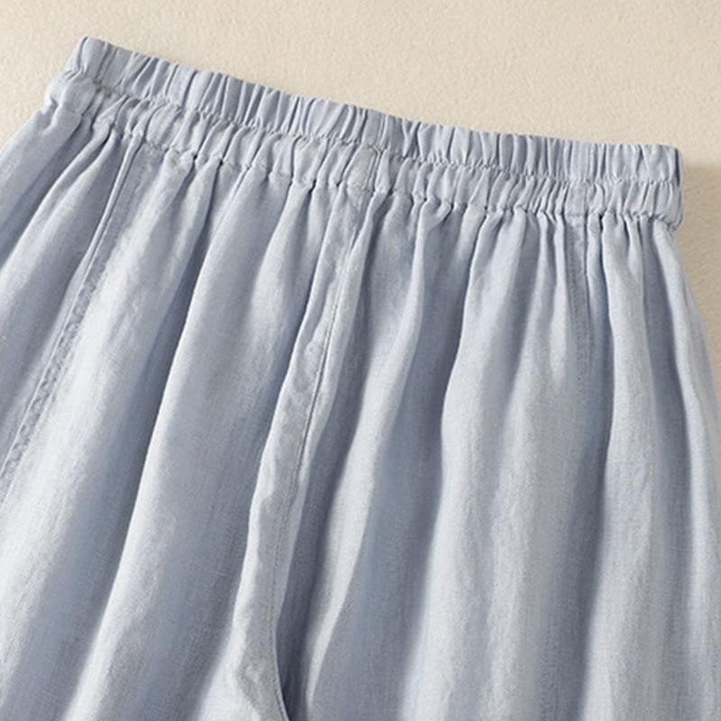 Pantalones anchos de lino y algodón con cordón ajustable para mujer, diseño sencillo, con bolsillos, de Buddha Stones Commute - image 5