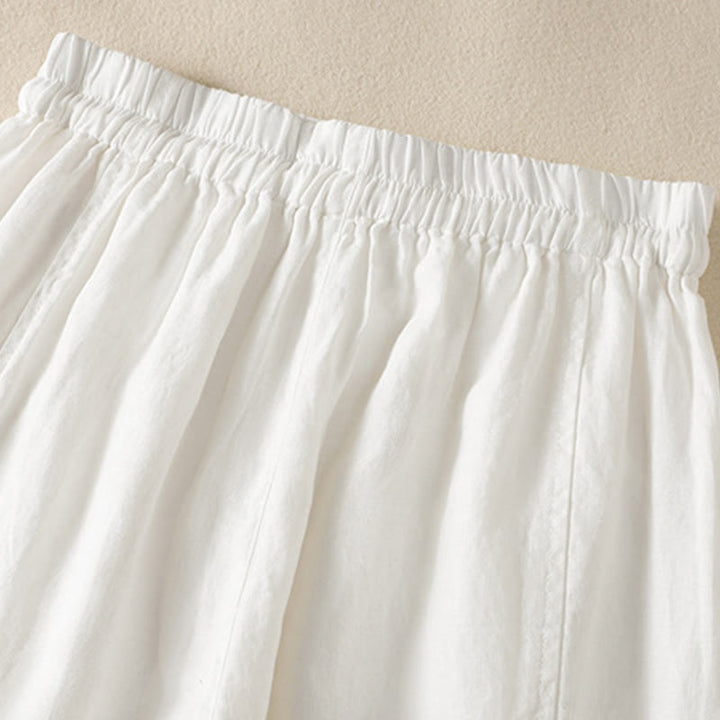 Pantalones anchos de lino y algodón con cordón ajustable para mujer, diseño sencillo, con bolsillos, de Buddha Stones Commute - image 33