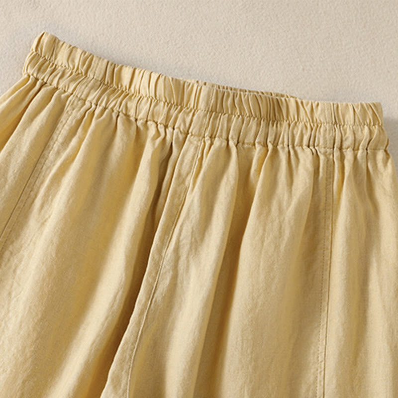 Pantalones anchos de lino y algodón con cordón ajustable para mujer, diseño sencillo, con bolsillos, de Buddha Stones Commute - image 11