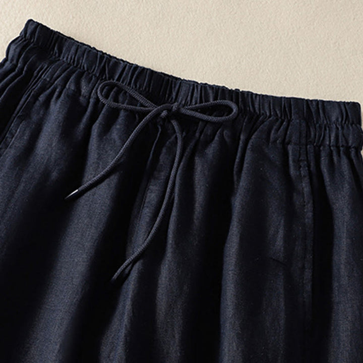 Pantalones anchos de lino y algodón con cordón ajustable para mujer, diseño sencillo, con bolsillos, de Buddha Stones Commute - image 16