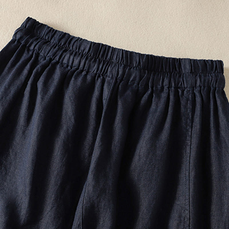 Pantalones anchos de lino y algodón con cordón ajustable para mujer, diseño sencillo, con bolsillos, de Buddha Stones Commute - image 18
