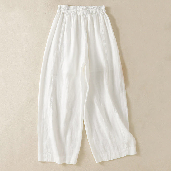Pantalones anchos de lino y algodón con cordón ajustable para mujer, diseño sencillo, con bolsillos, de Buddha Stones Commute - image 30