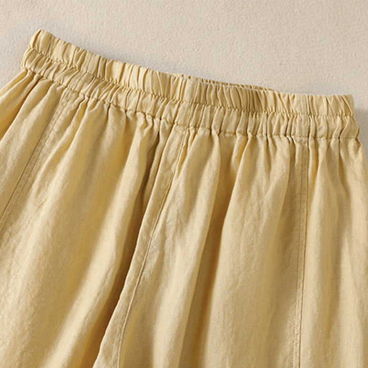 Pantalones anchos de lino y algodón con cordón ajustable para mujer, diseño sencillo, con bolsillos, de Buddha Stones Commute - image 12