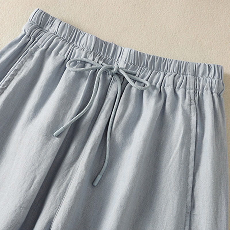 Pantalones anchos de lino y algodón con cordón ajustable para mujer, diseño sencillo, con bolsillos, de Buddha Stones Commute - image 3