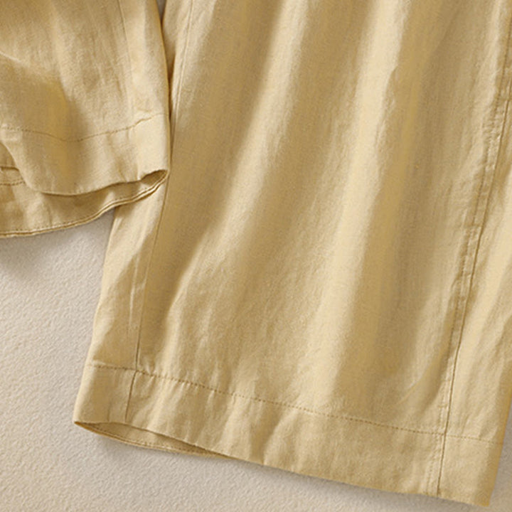 Pantalones anchos de lino y algodón con cordón ajustable para mujer, diseño sencillo, con bolsillos, de Buddha Stones Commute - image 13