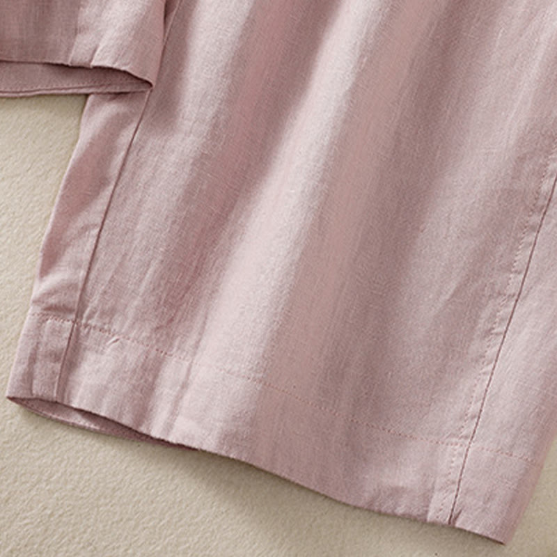 Pantalones anchos de lino y algodón con cordón ajustable para mujer, diseño sencillo, con bolsillos, de Buddha Stones Commute - image 27