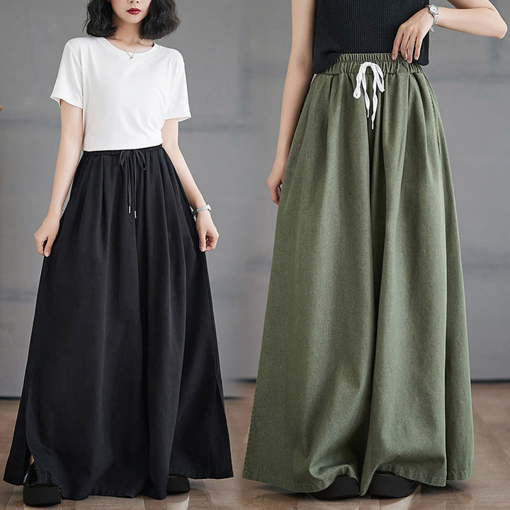 Pantalones anchos con abertura en la pierna y bolsillos para mujer, diseño retro de Buddha Stones - image 22