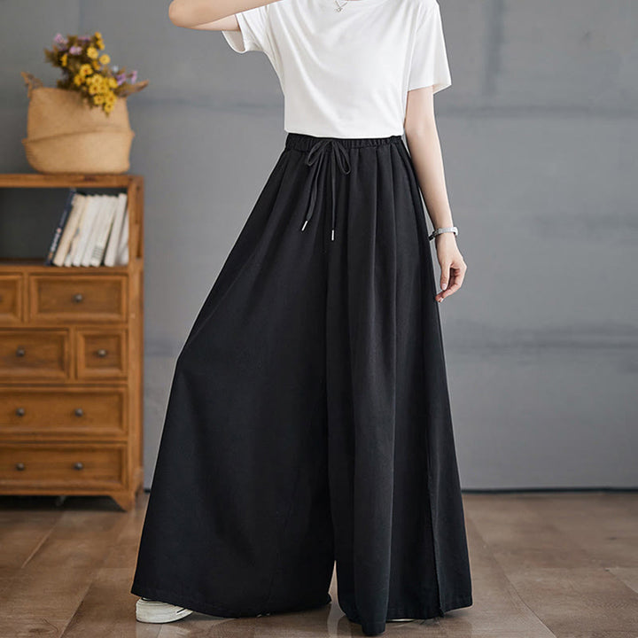 Pantalones anchos con abertura en la pierna y bolsillos para mujer, diseño retro de Buddha Stones - image 11
