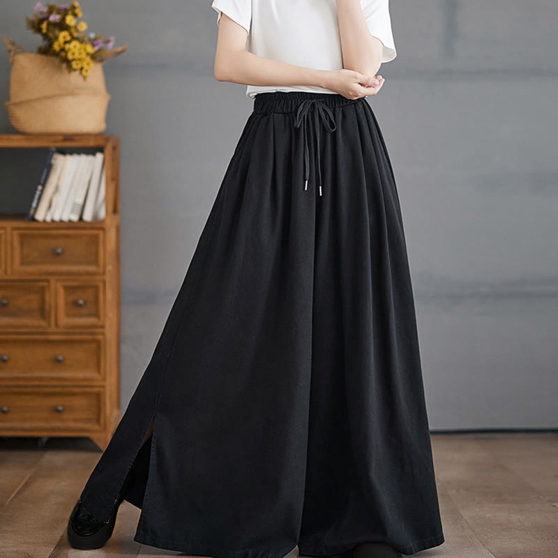 Pantalones anchos con abertura en la pierna y bolsillos para mujer, diseño retro de Buddha Stones - image 12