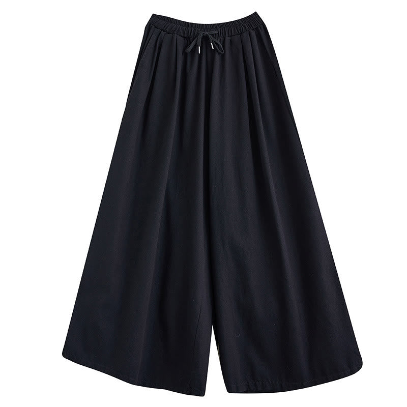 Pantalones anchos con abertura en la pierna y bolsillos para mujer, diseño retro de Buddha Stones - image 21