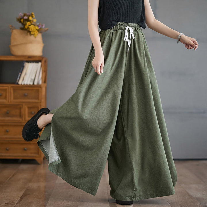 Pantalones anchos con abertura en la pierna y bolsillos para mujer, diseño retro de Buddha Stones - image 6