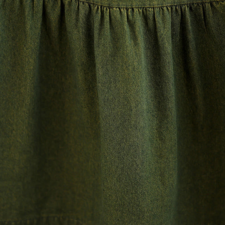 Vestido largo de algodón con diseño de patchwork, manga larga y bolsillos, para mujer , con Buddha Stones en verde oliva oscuro - image 11