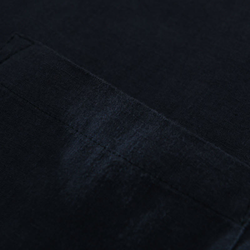 Camisa de lino para hombre, manga larga, suelta, color liso, con medio botón y Buddha Stones - image 10