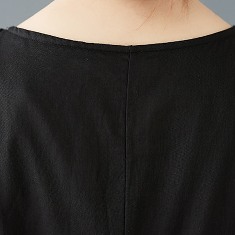 Vestido midi de algodón de manga larga para mujer con diseño de doble capa y Buddha Stones - image 10