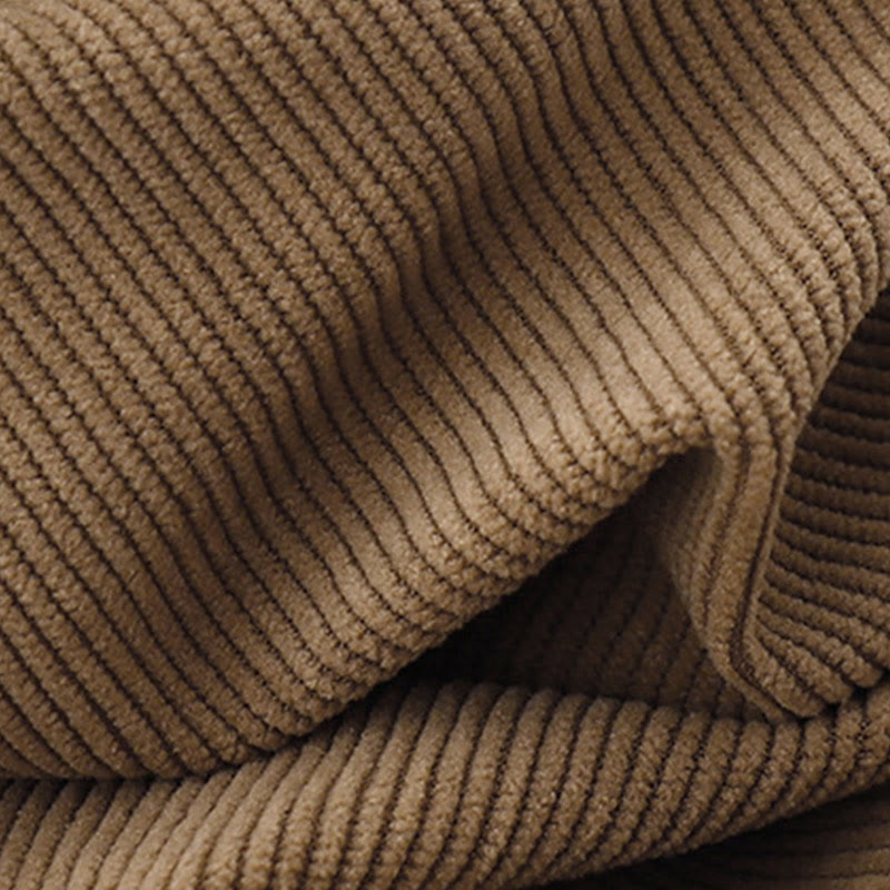 Vestido midi de pana color tostado liso con mangas abullonadas y estampado de Buddha Stones - image 10