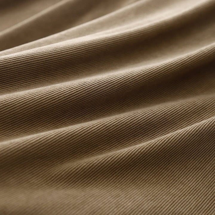 Vestido midi de pana color tostado liso con mangas abullonadas y estampado de Buddha Stones - image 12