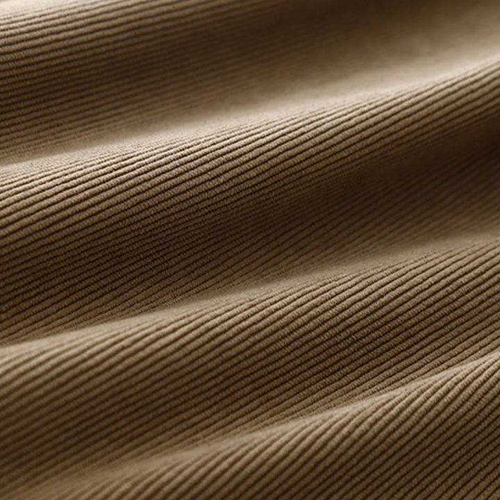 Vestido midi de pana color tostado liso con mangas abullonadas y estampado de Buddha Stones - image 11